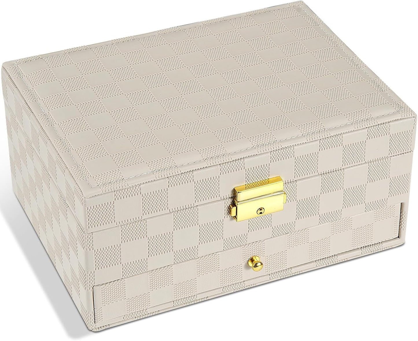 Jewelry Box - Large PU Leather Jewelry Organizer Storage Case with Two Layers Display