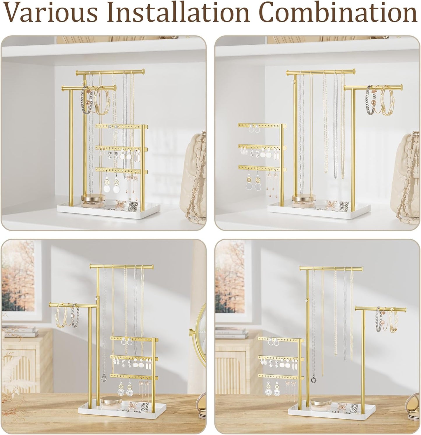 Adjustable Sturdy Jewelry Hanger for Necklaces, Earrings, Bracelets, Rings, Jewlery Display and Storage