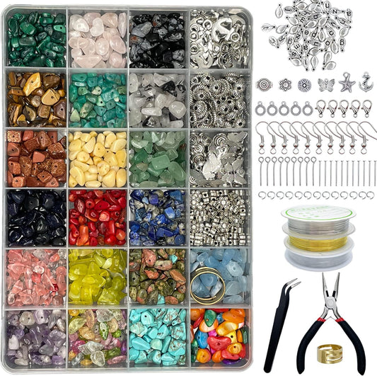 OMOMMD Jewelry Making Supplies Kit - 1587 PCS Beads, Crystal Beads, Jewelry Pliers, Beading Wire, Earring Hooks, Rings, Bracelets for Girls and Adults