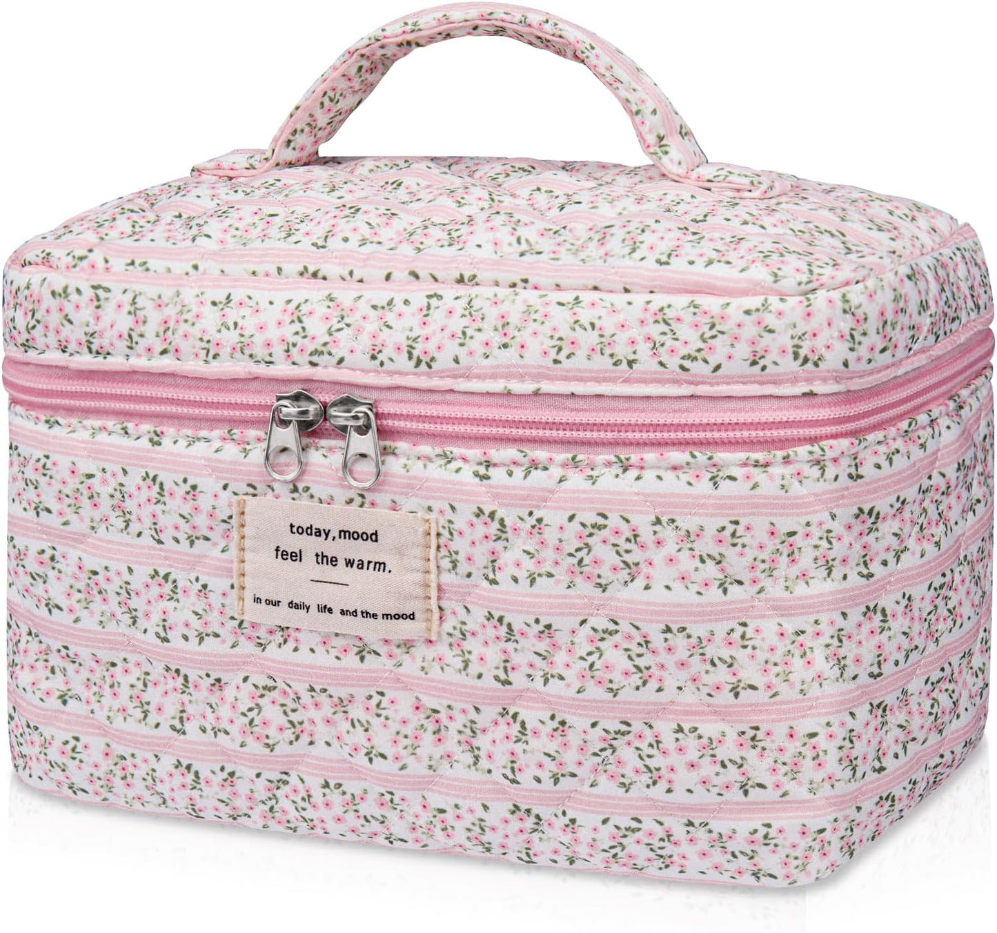 Large Makeup Bag, Cute Cosmetic Bag for Women Girls, Floral Coquette Aesthetic Toiletry Bag, Travel Make Up Organizer Bag (BDLH)
