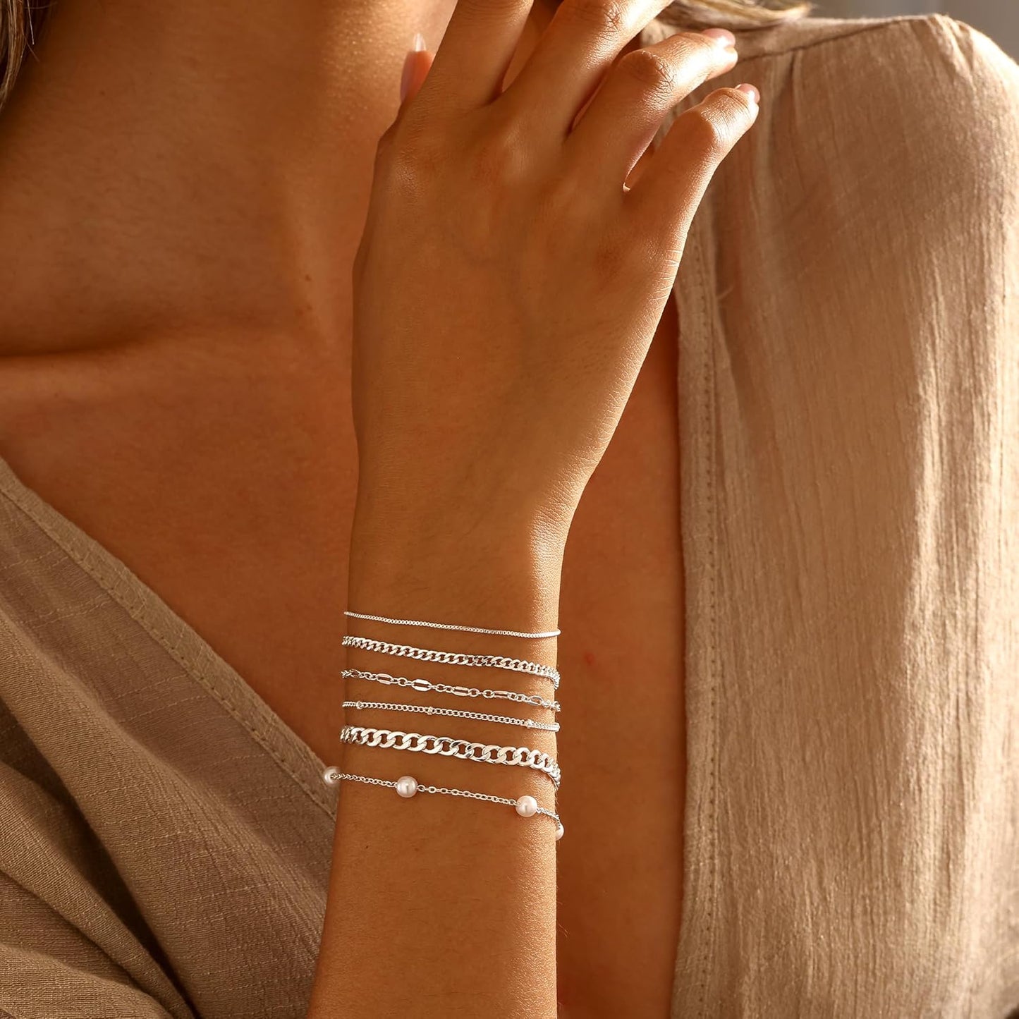 Gold Bracelets for Women, 14K Dainty Gold Plated Stackable Bracelets for Women Trendy Waterproof CZ Tennis Bracelet Set