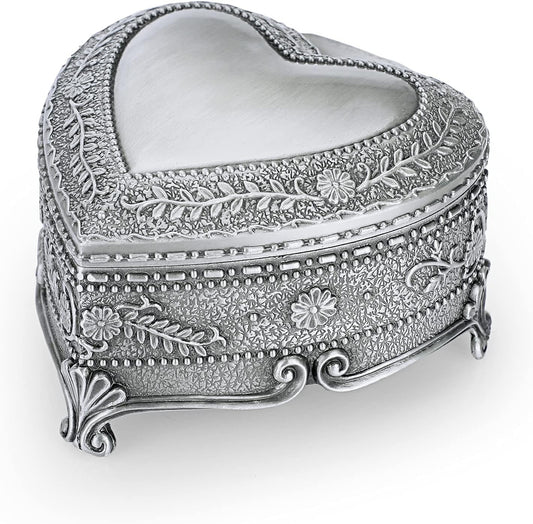 Vintage Heart Shape Jewelry Box - Antique Ring/Earrings/Necklace Storage, Trinket Keepsake