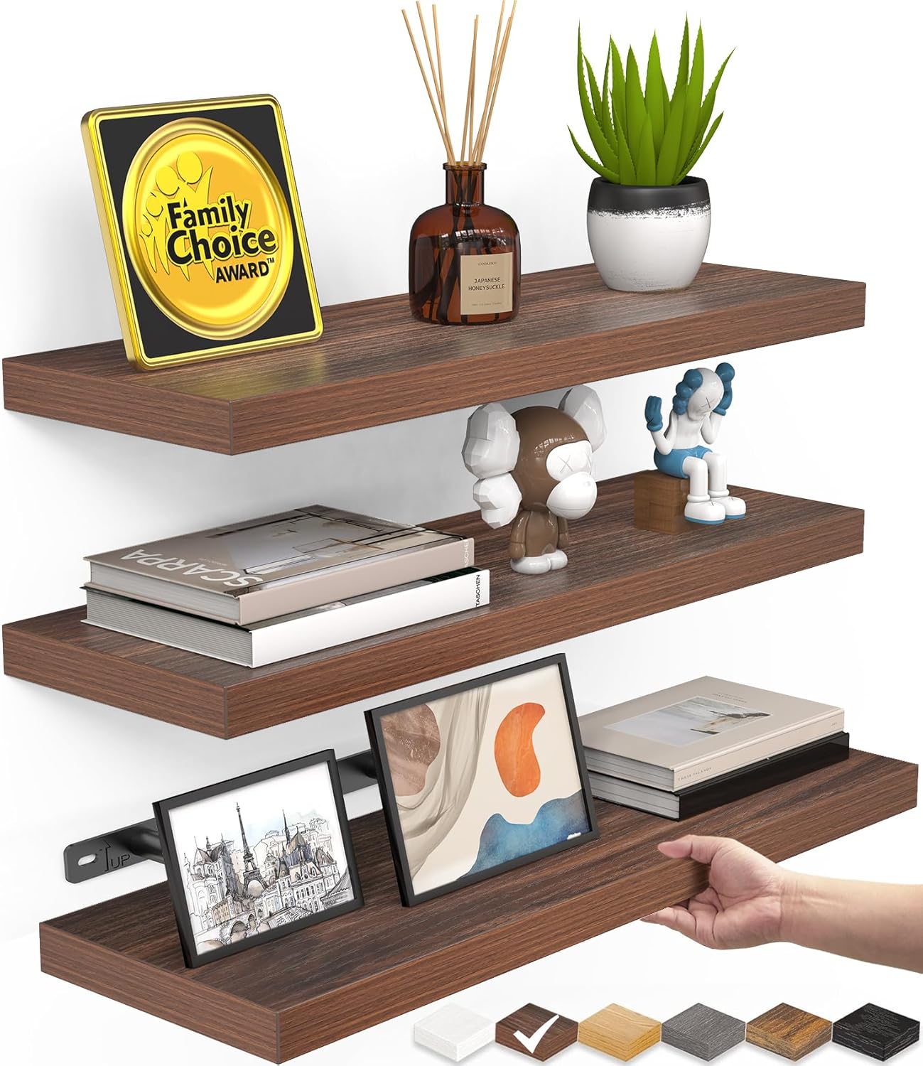Floating Shelves for Wall, Wall Mounted Rustic Wood Shelves Books/Storage/Room Decor