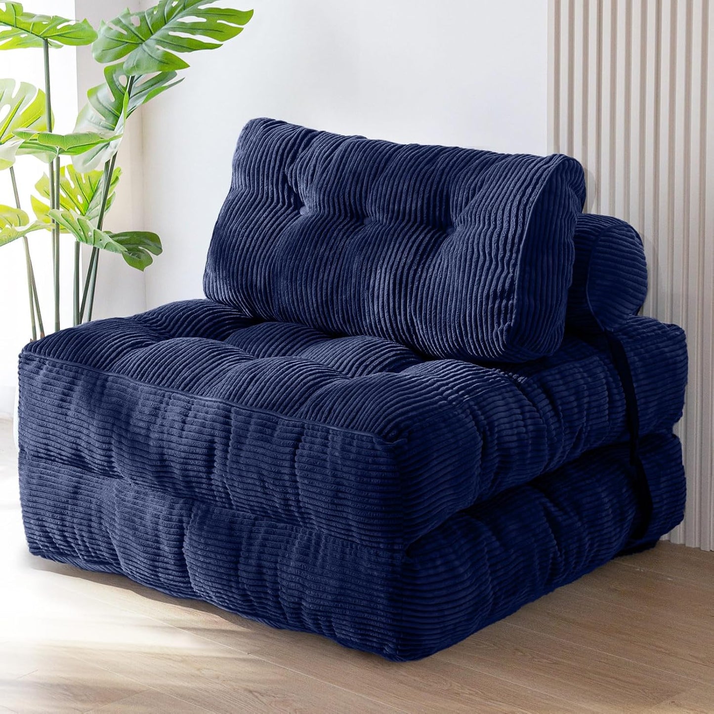 Convertible Folding Sofa Bed - Single Sleeper Chair with Pillow and Back Support, Portable Fold Out Lounge