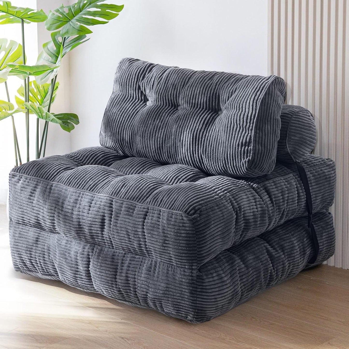 Convertible Folding Sofa Bed - Single Sleeper Chair with Pillow and Back Support, Portable Fold Out Lounge