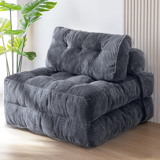 Convertible Folding Sofa Bed - Single Sleeper Chair with Pillow and Back Support, Portable Fold Out Lounge