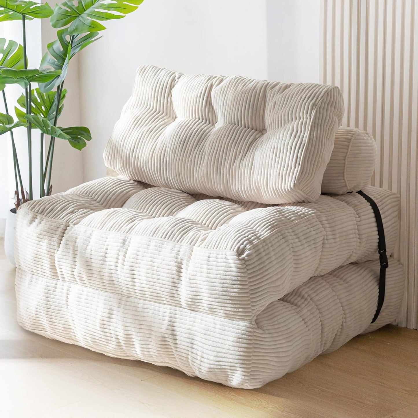 Convertible Folding Sofa Bed - Single Sleeper Chair with Pillow and Back Support, Portable Fold Out Lounge