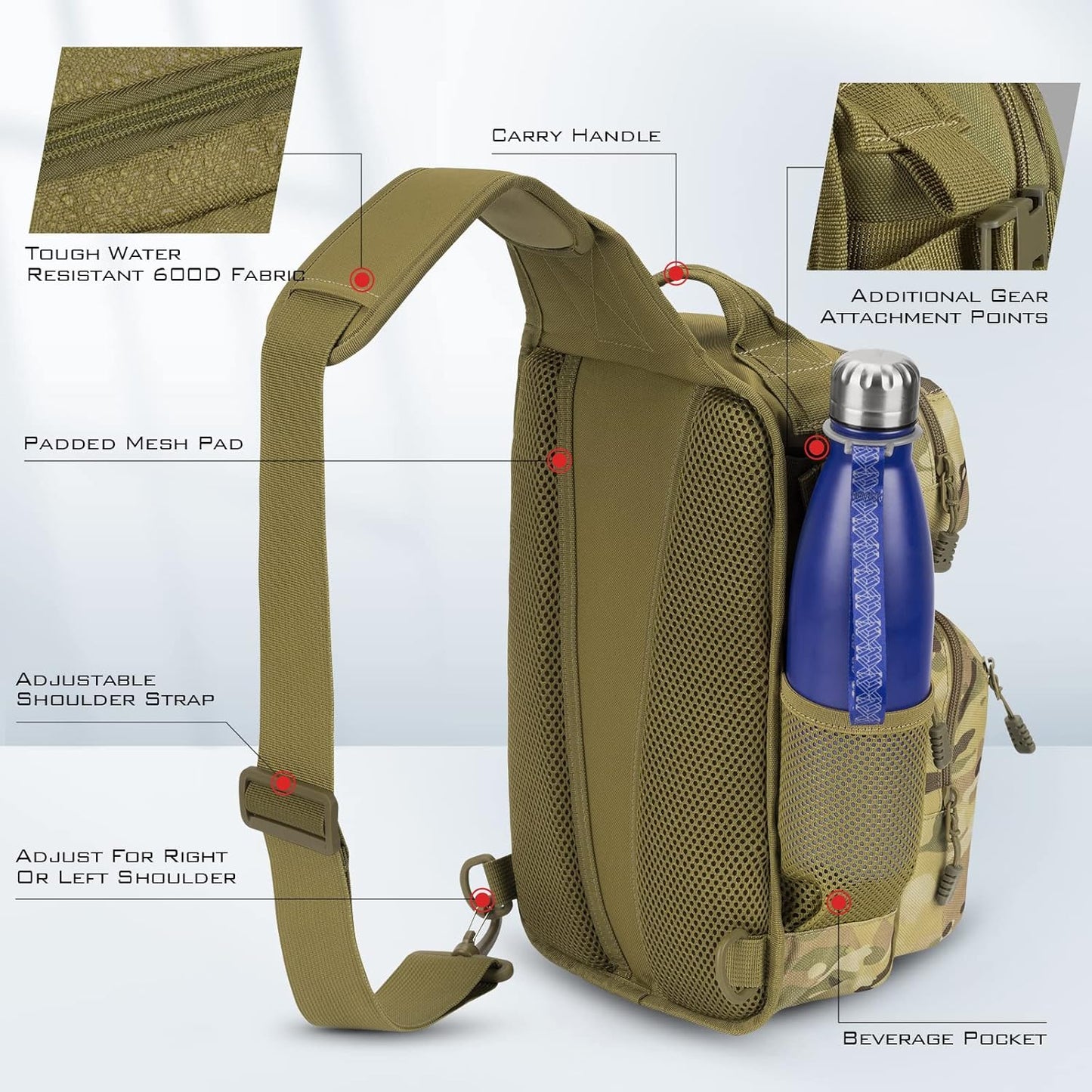 Tactical Sling Tackle Bag-Lightweight Fishing Backpack Storge Fishing Gear and Equipment,Gift for Men