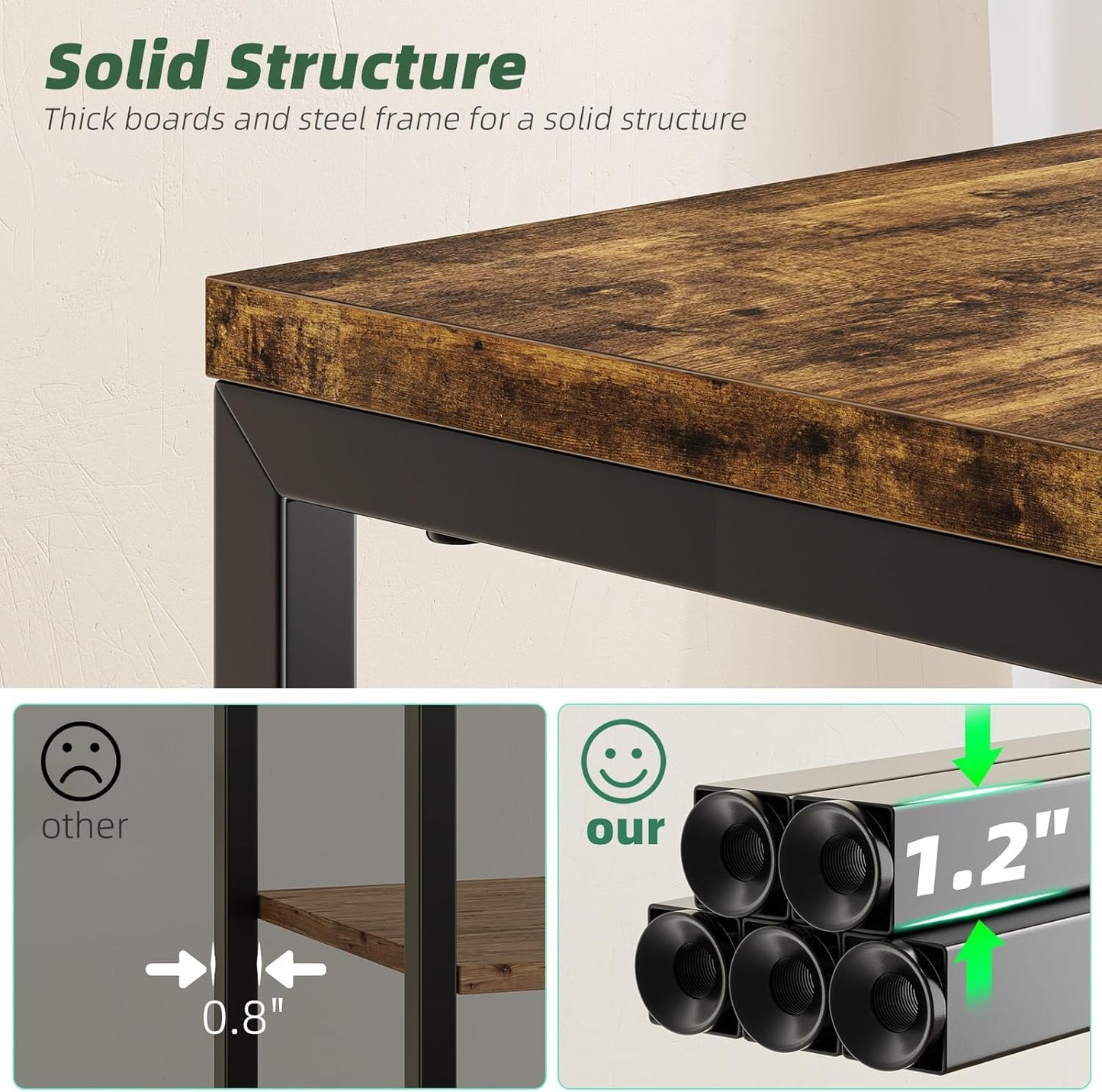 3 Tier End Table, Side Table Sofa Couch Table for Living Room, Night Stand Storage Shelf