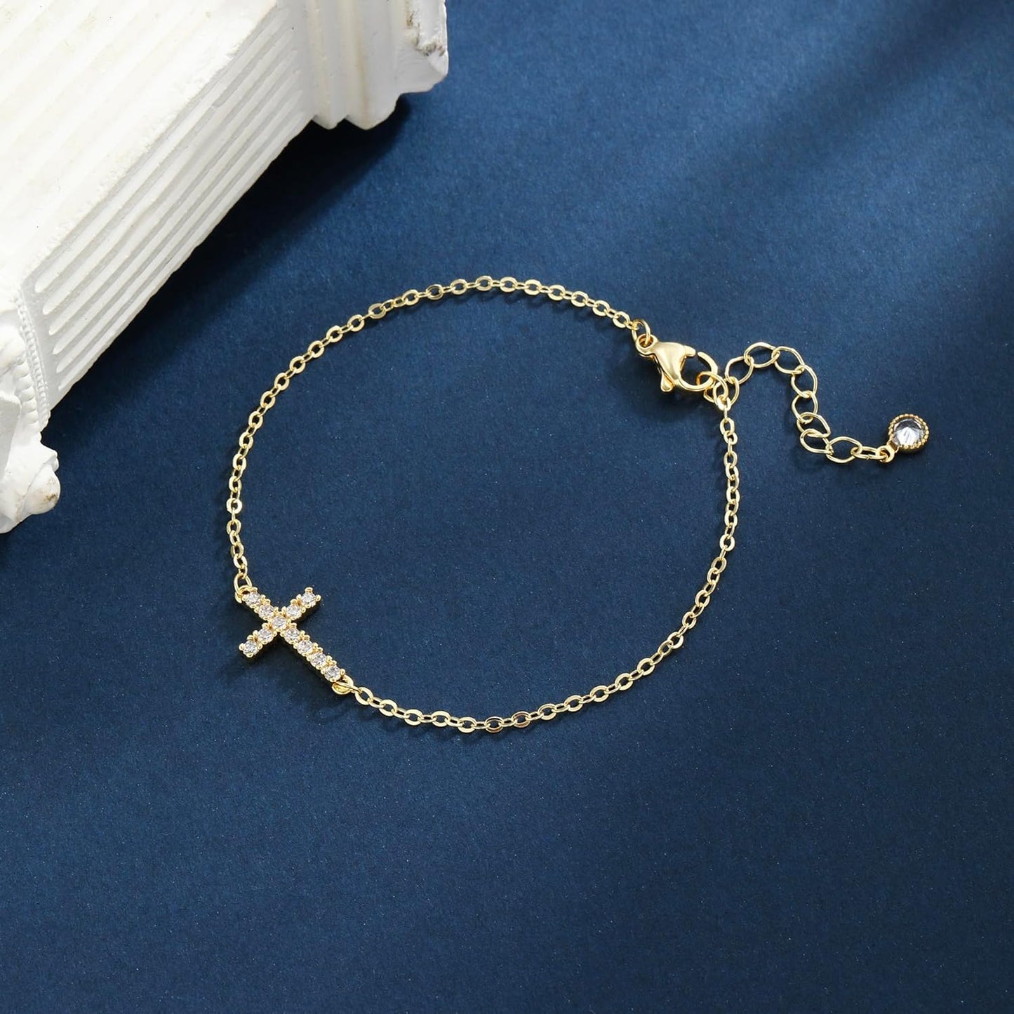 Dainty Gold Bracelet for Women 18K Gold Plated Tennis Evil Eye Cross Bracelet Trendy Classic Festival Jewelry Gifts