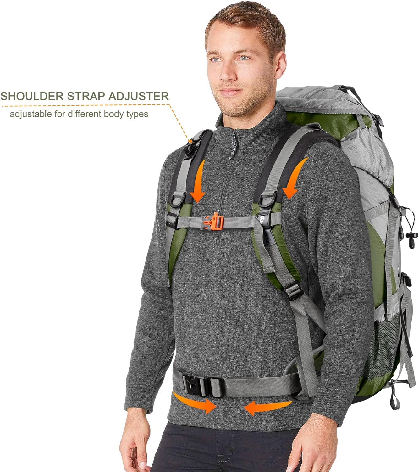 50L Hiking Backpack, Waterproof Camping Essentials Bag with Rain Cover, 45+5 Liter Lightweight Backpacking