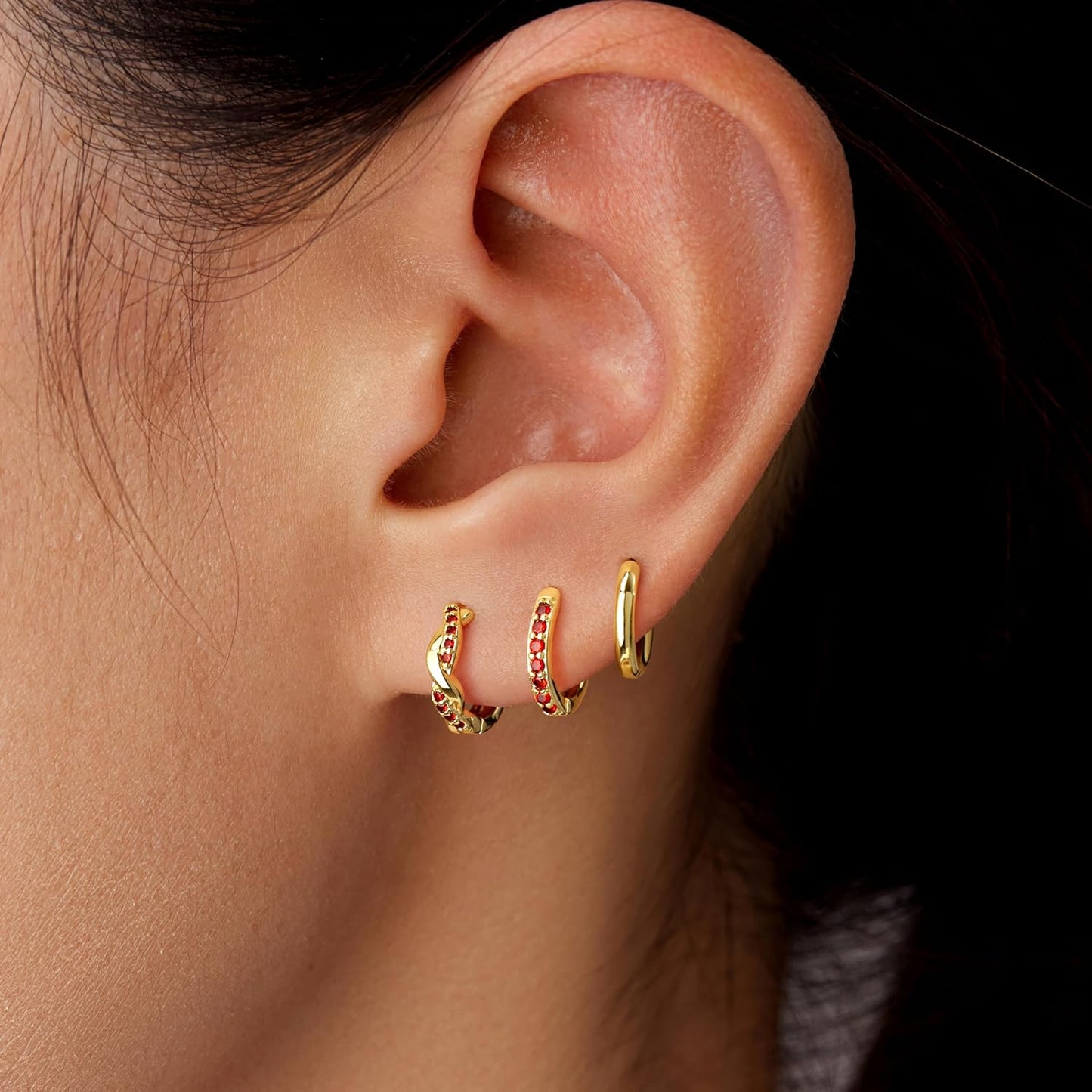 Inerney Gold Huggie Hoop Earrings Set for Women, Dainty Small Sterling Silver Earring Stacks Hypoallergenic Jewelry for Multiple Piercings