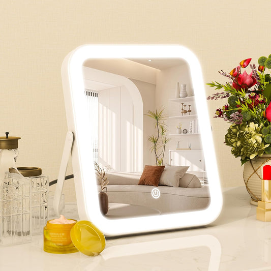 8x10 Inch Lighted Vanity Mirror, 3-Color Dimmable LED Lighting & Touch Control