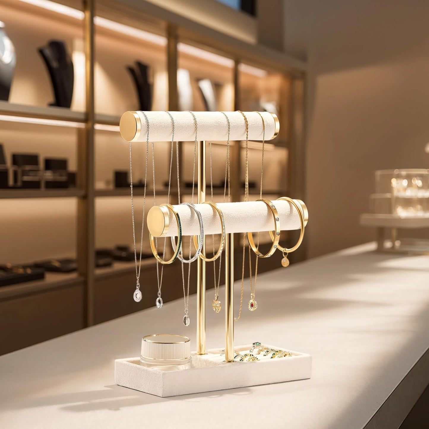 2 Tier Bracelet Holder Display - Detachable T Bar Bracelet Holder, Jewelry Holder Organizer