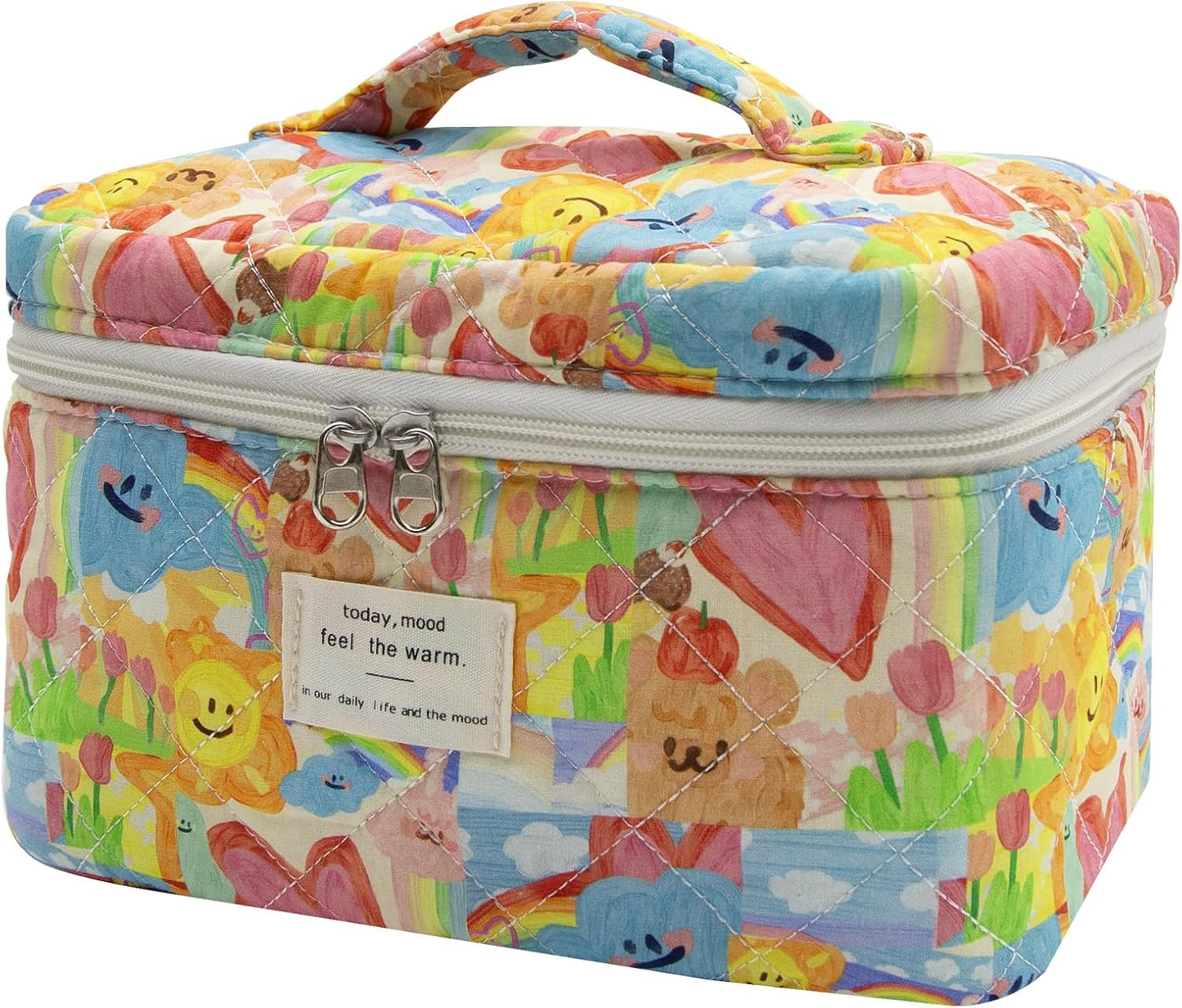 Large Makeup Bag, Cute Cosmetic Bag for Women Girls, Floral Coquette Aesthetic Toiletry Bag, Travel Make Up Organizer Bag (BDLH)