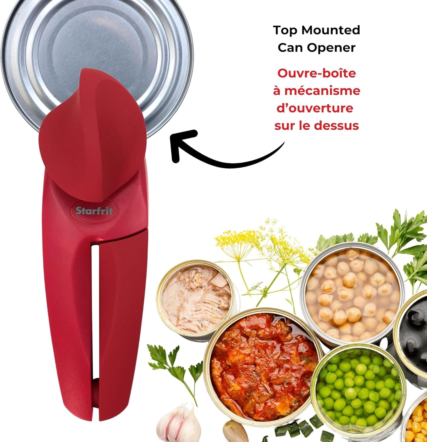 Can Opener - Safe No-Sharp-Edge Design, Holds Lid - Heavy Duty Comfort Grip