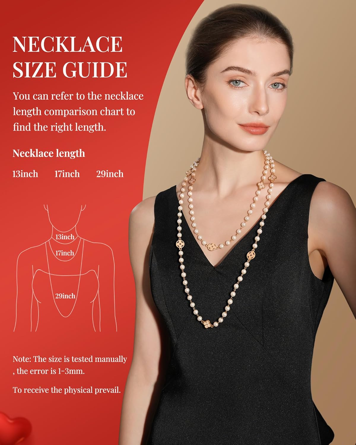8MM Simulated Pearl Layered Necklace - 3 Strand Dainty Vintage Jewelry for Women