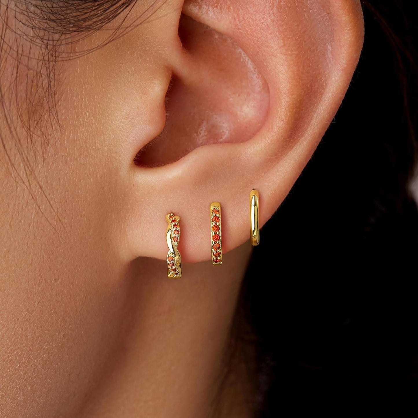Inerney Gold Huggie Hoop Earrings Set for Women, Dainty Small Sterling Silver Earring Stacks Hypoallergenic Jewelry for Multiple Piercings