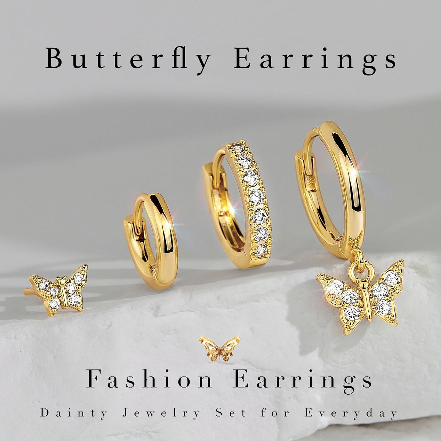 Small Gold Huggie Hoop Earrings Set for Women Men Hypoallergenic 14K Plated Stack Cartilage Earrings, Multiple Piercing