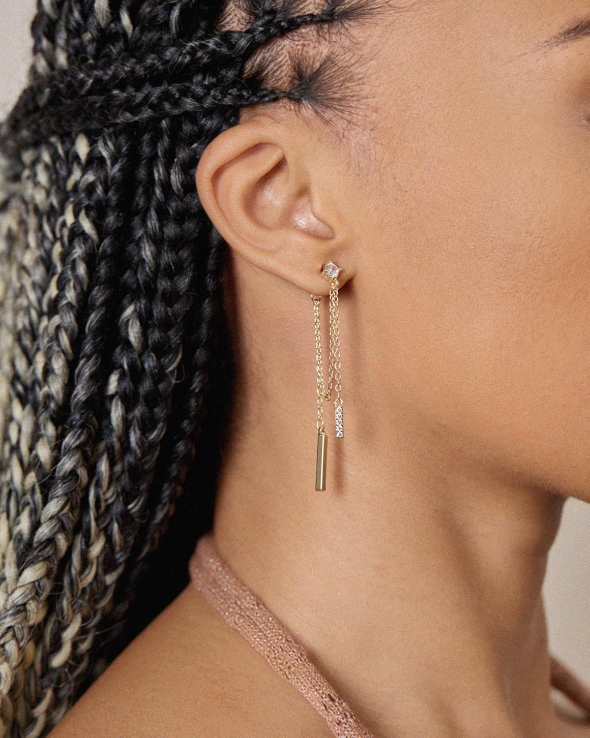 Dangle Earrings for Women- 14K Gold Plated Butterfly Heart Star Hoop Chain Tassel Design Long Dangle Earrings
