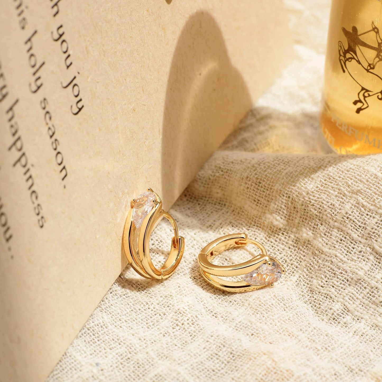 Cubic Zirconia Huggie Earrings 14k Gold Plated Tiny Earrings Small Huggie Hoop Earrings Simple Lightweight Hoops Gift for Women