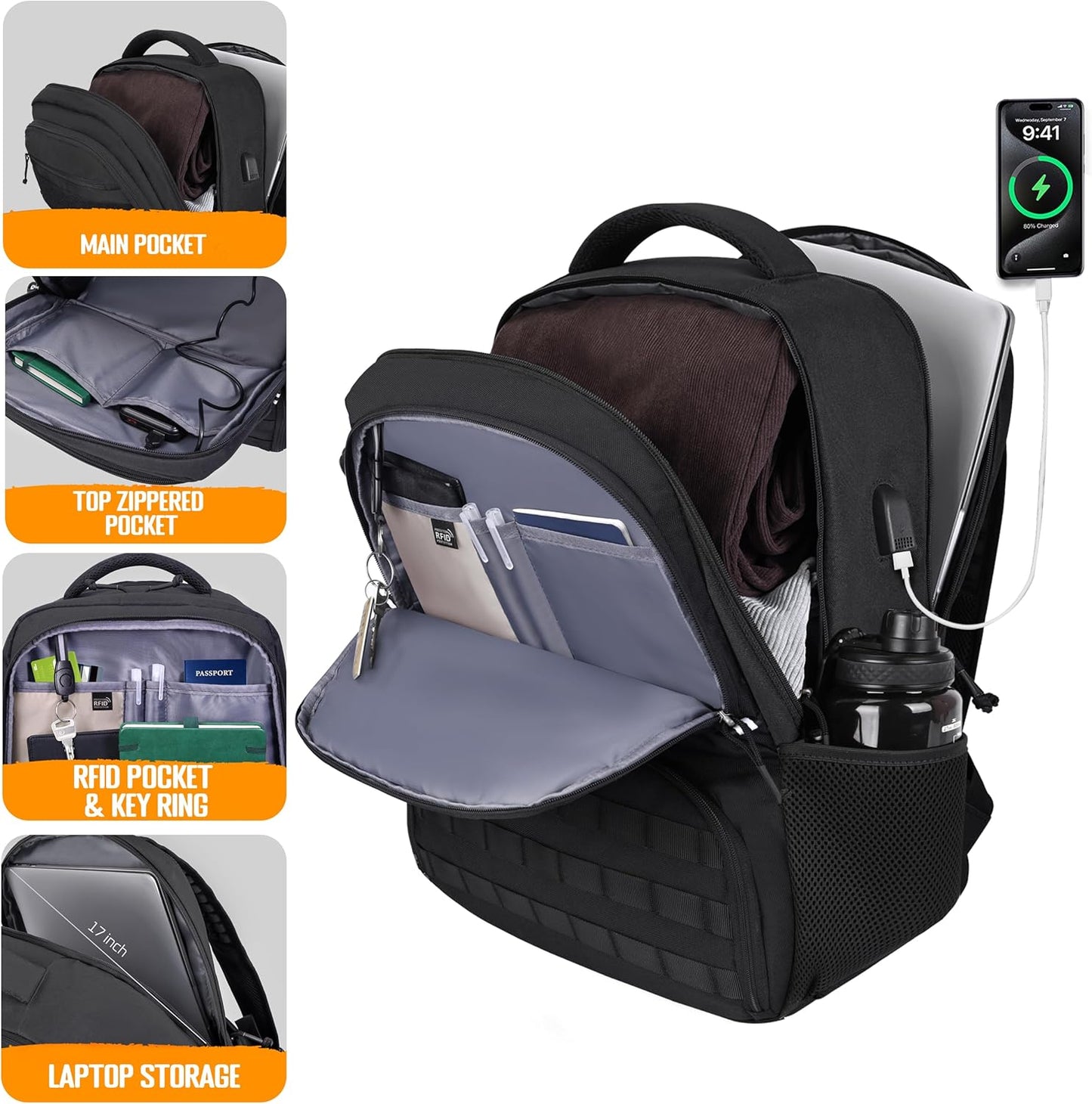 Lunch Box Backpack for Men, Tactical Cooler Backpack with Laptop Compartment Leakproof