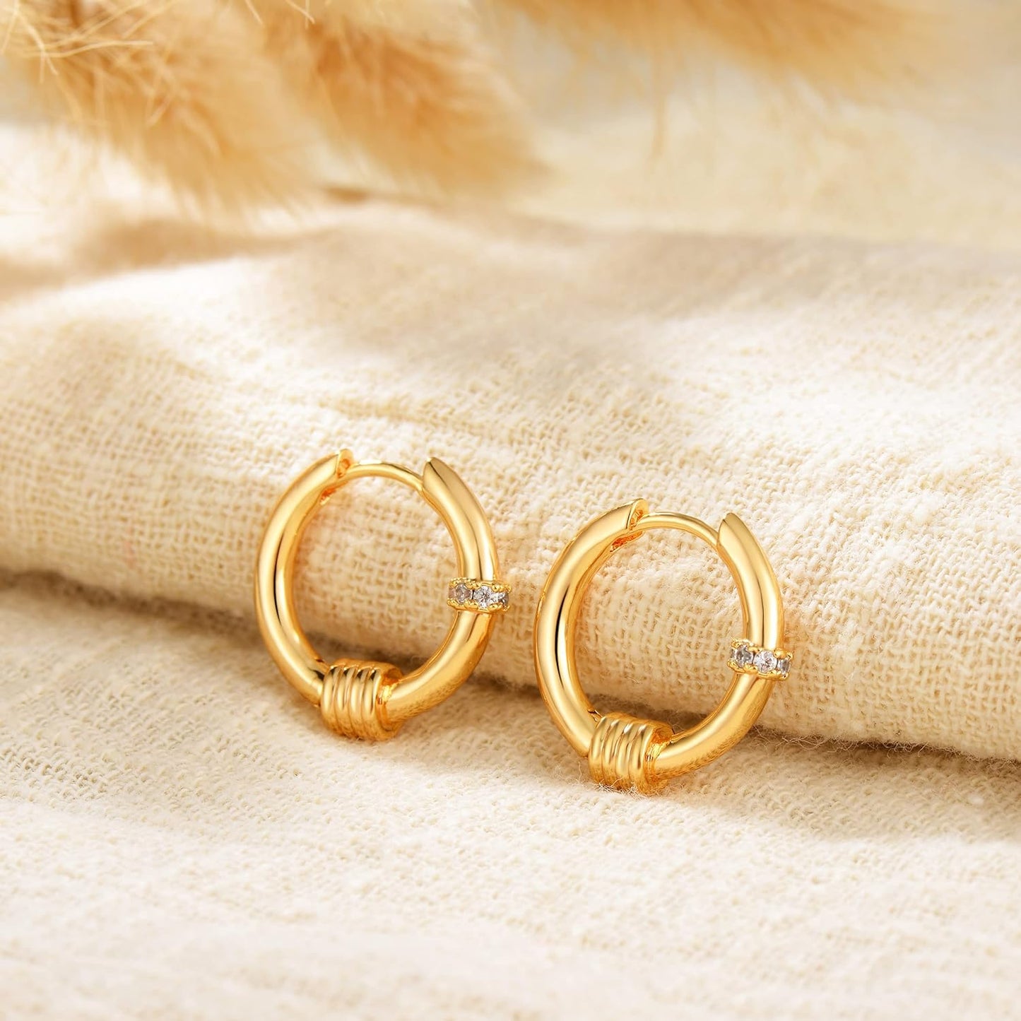 Cubic Zirconia Huggie Earrings 14k Gold Plated Tiny Earrings Small Huggie Hoop Earrings Simple Lightweight Hoops Gift for Women