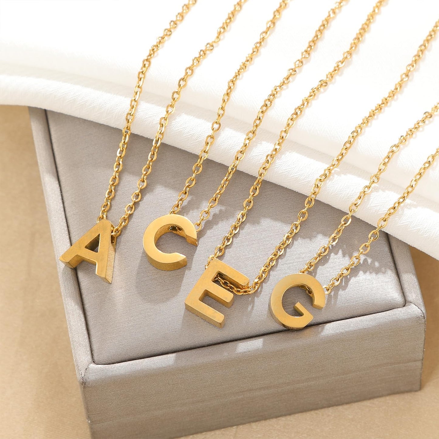 Personalized Initial Necklace: 18K Gold Plated over Stainless Steel, Dainty Tiny Letter Pendant for Women - Monogram Jewelry Gift