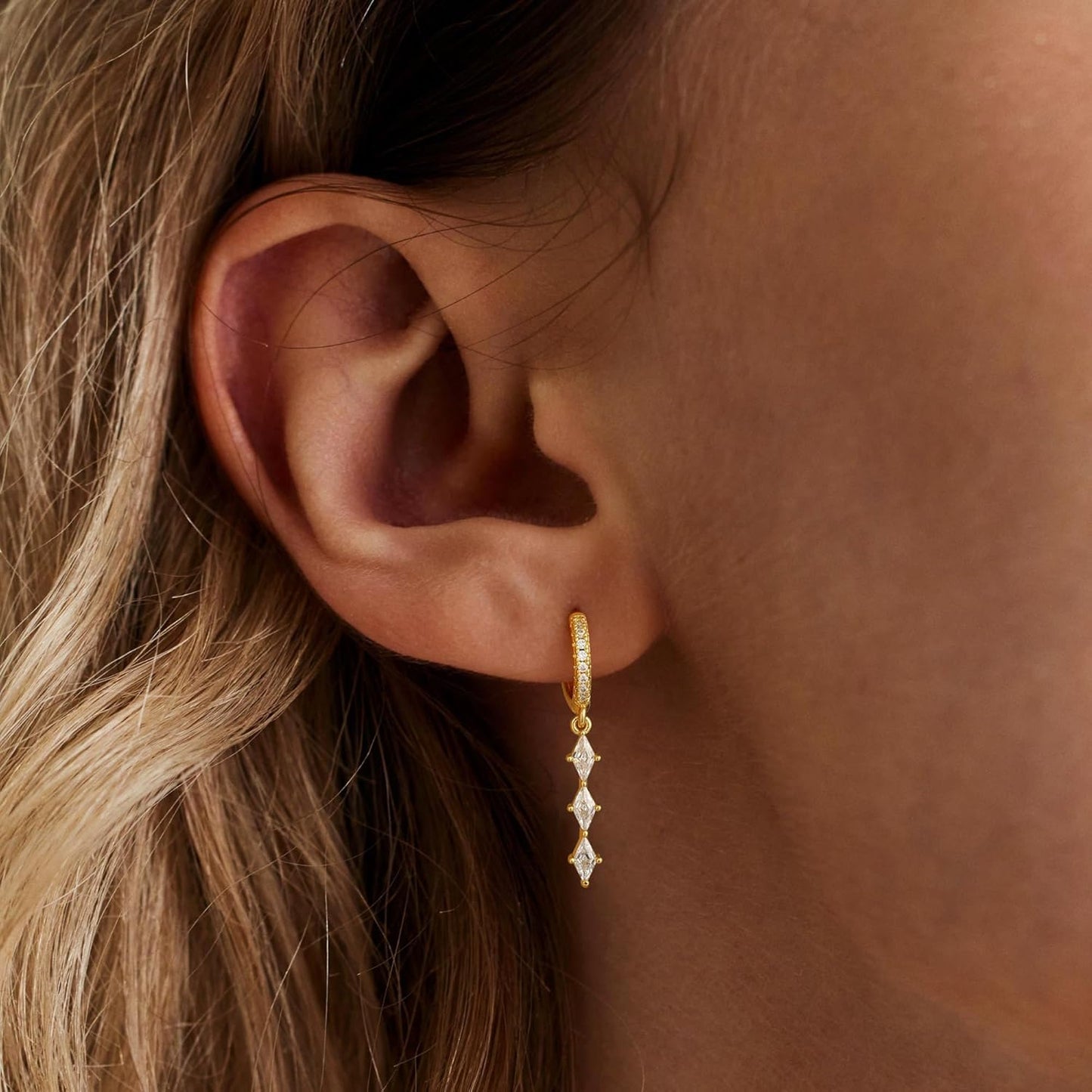 Dangle Earrings for Women 14K Gold Plated Dangly Dangling Earrings Dainty Trendy Drop Hypoallergenic Square