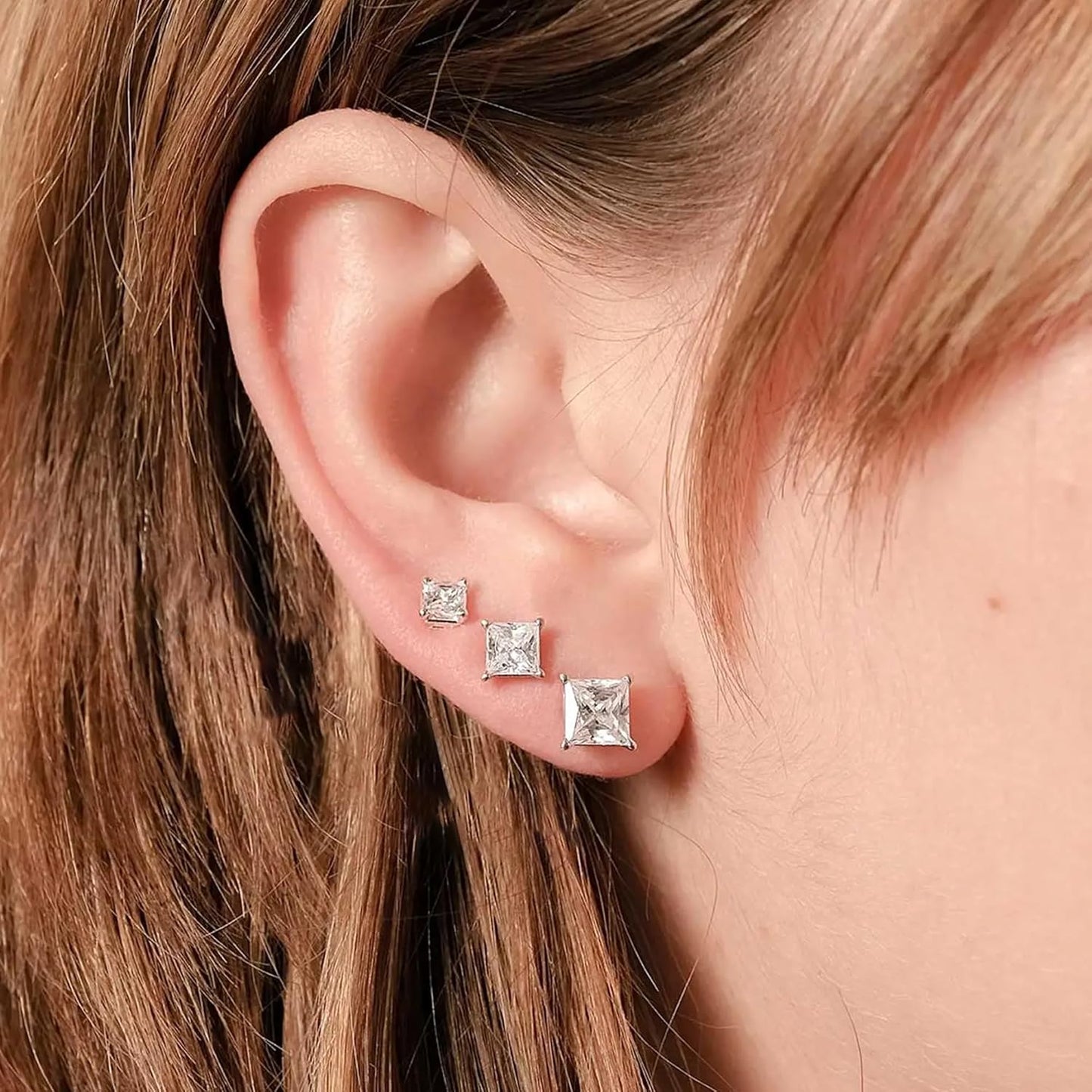 5 Pairs 14K Gold Plated Stud Earrings for Women, Hypoallergenic Earring Sets for Multiple Piercing, Premium Cubic Zirconia Studs