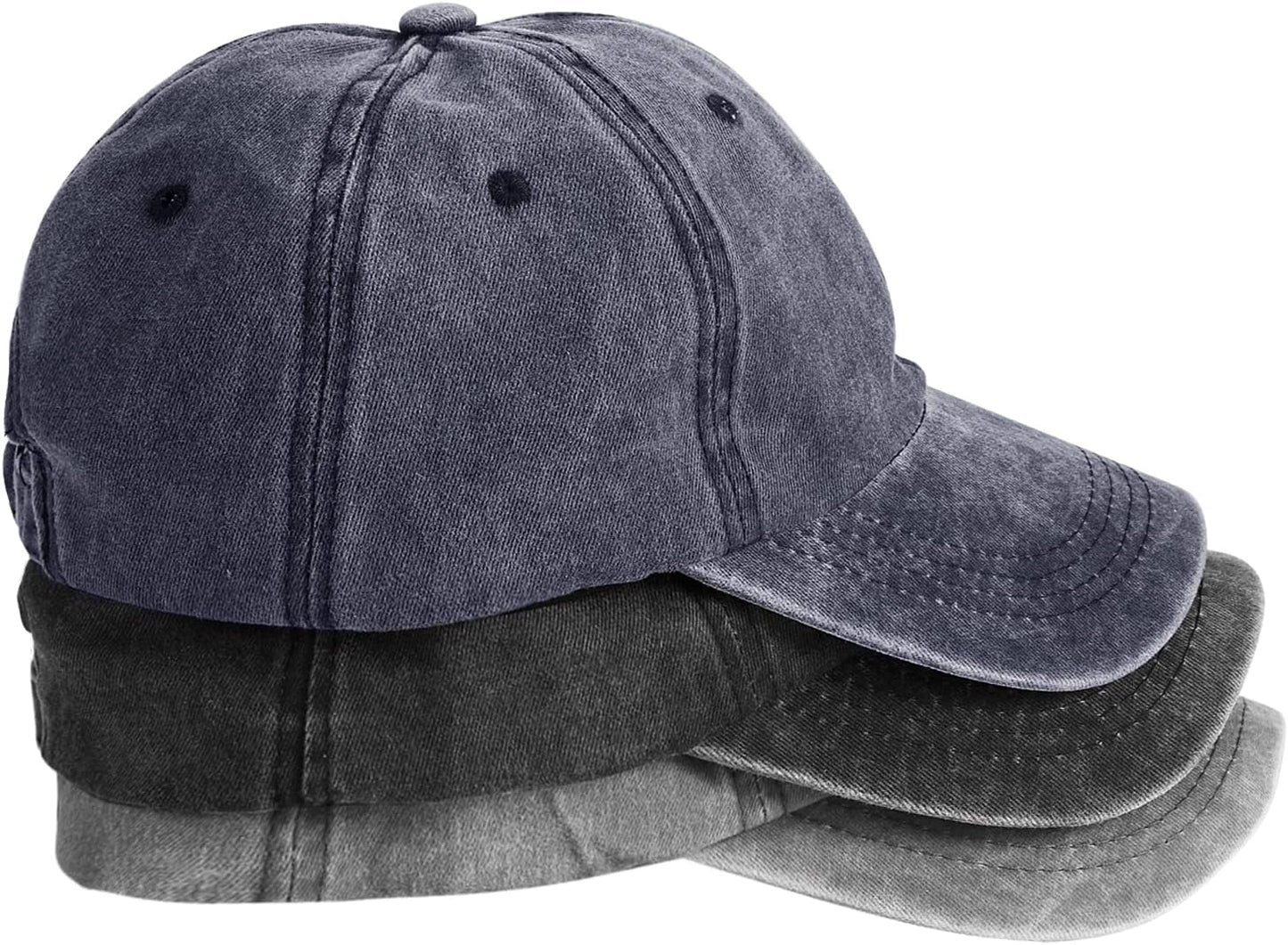 3 Pack Washed Plain Baseball Cap, Retro Adjustable Dad Hats Gift for Men/Women