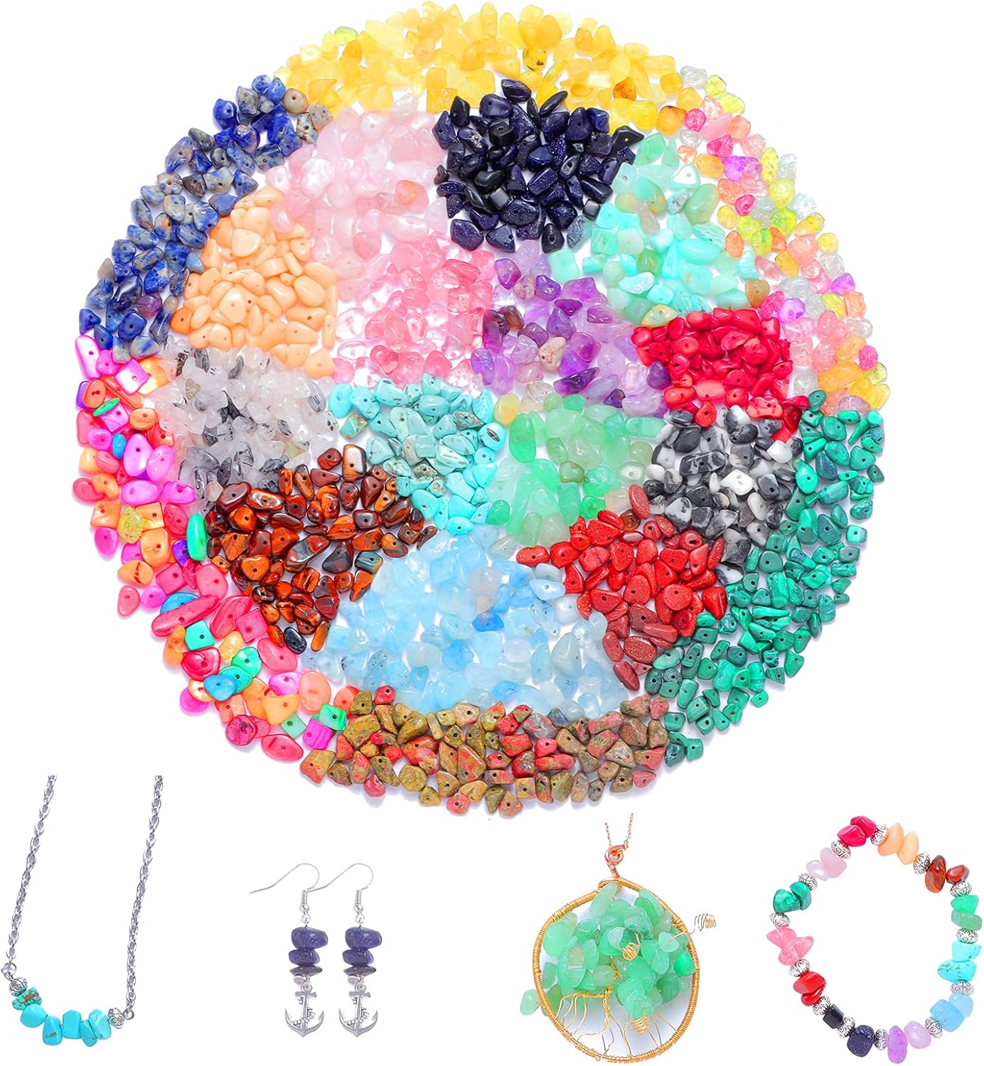 OMOMMD Jewelry Making Supplies Kit - 1587 PCS Beads, Crystal Beads, Jewelry Pliers, Beading Wire, Earring Hooks, Rings, Bracelets for Girls and Adults