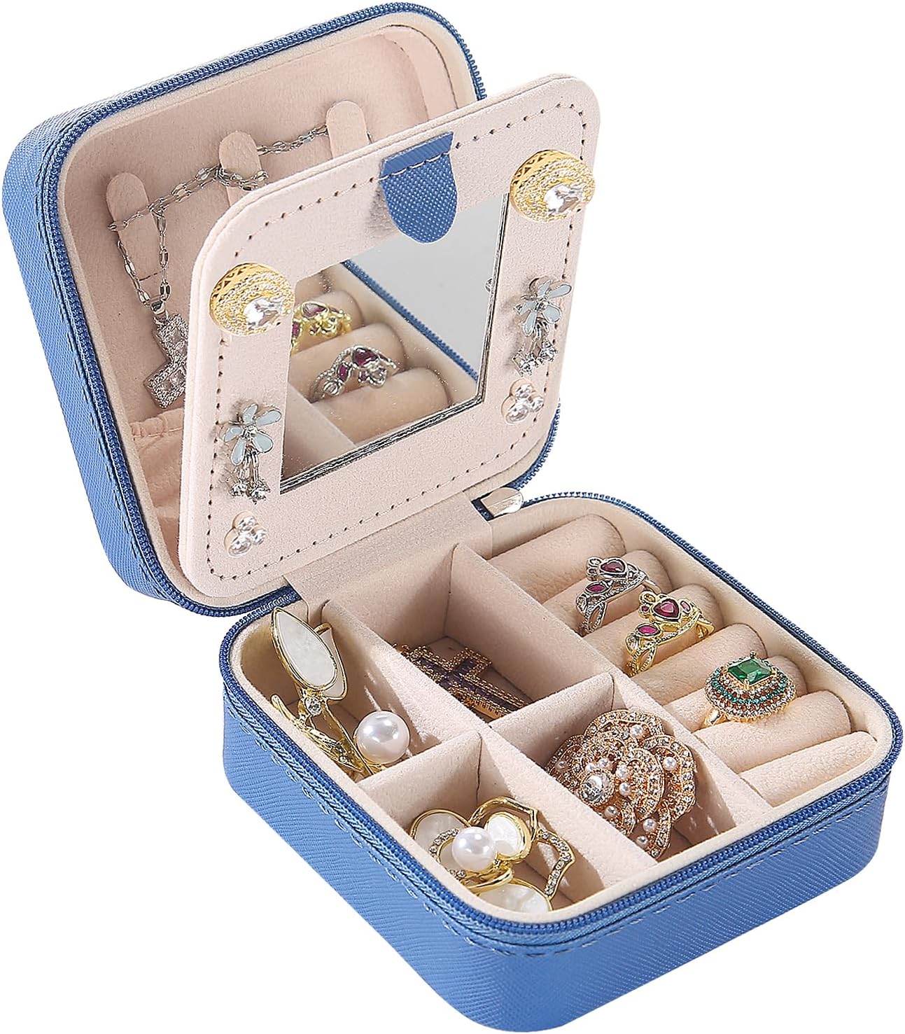 Travel jewelry box Travel Jewelry Organizer Small box Gift for Girls Women with Mirror