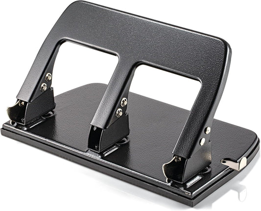 OMOMMD Officemate 3-Hole Punch, Medium Duty, 30-Sheet Capacity, Ergonomic Handles, Adjustable Paper Guide, Durable Metal Base, Black