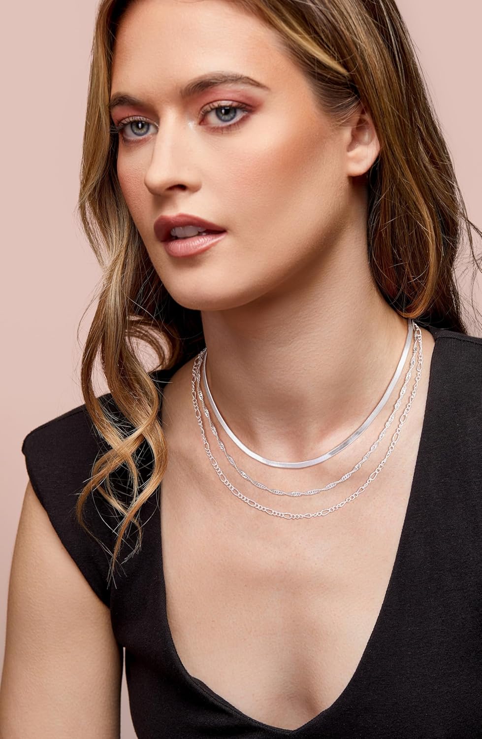 "DAINTY GOLD/SILVER LAYERED NECKLACES FOR WOMEN - 14K GOLD/STERLING SILVER PLATED PAPERCLIP CUBAN ROPE CHAIN, HYPOALLERGENIC NON-TARNISH JEWELRY GIFT"