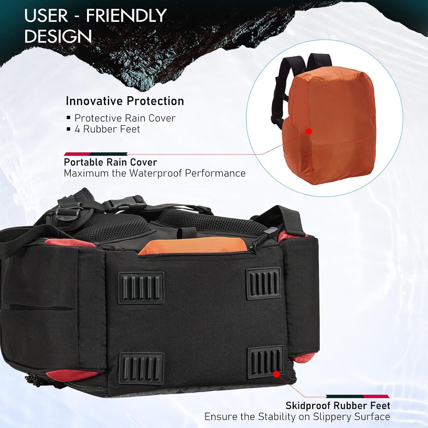 with 2 Rod Holders & 4 Tackle Boxes, Large Tackle Storage Bag With Rain Cover for Fishing Gear