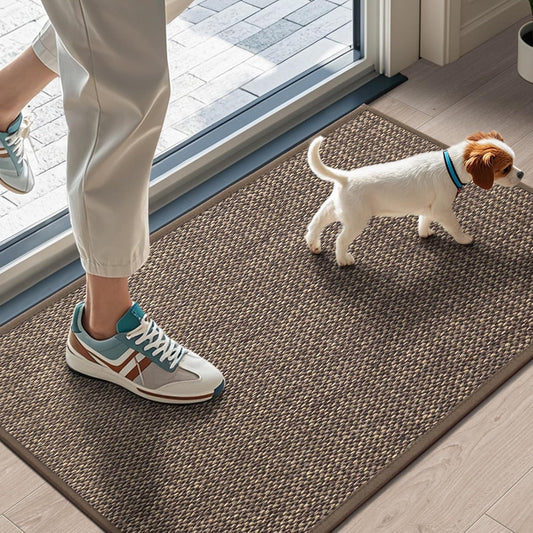 Door Mat 17"x29", Non Slip Door Mat Indoor Entrance, Rubber Backing Indoor Door mat Washable Absorbent Low-Profile Doormat Front Entryway Entry Resist Dirt Inside Door Mats, Brown
