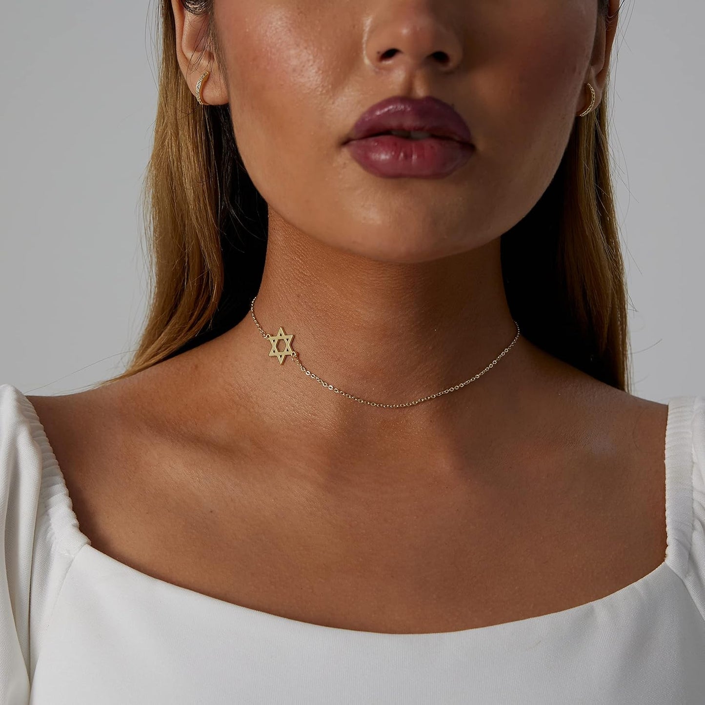 ASCOMY Dainty Gold Pendant Necklace 14k Gold Plated Delicate Tiny Love Heart Star CZ Leaf Pendant Necklace Simple Necklaces Everyday Jewelry for Women