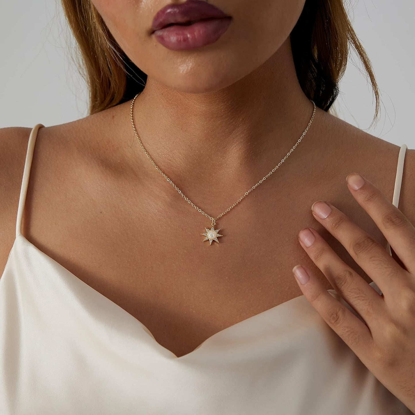 Evil Eye Necklace: 14K Gold Plated Blue CZ Diamond Boho Pendant for Women, Protection Gift