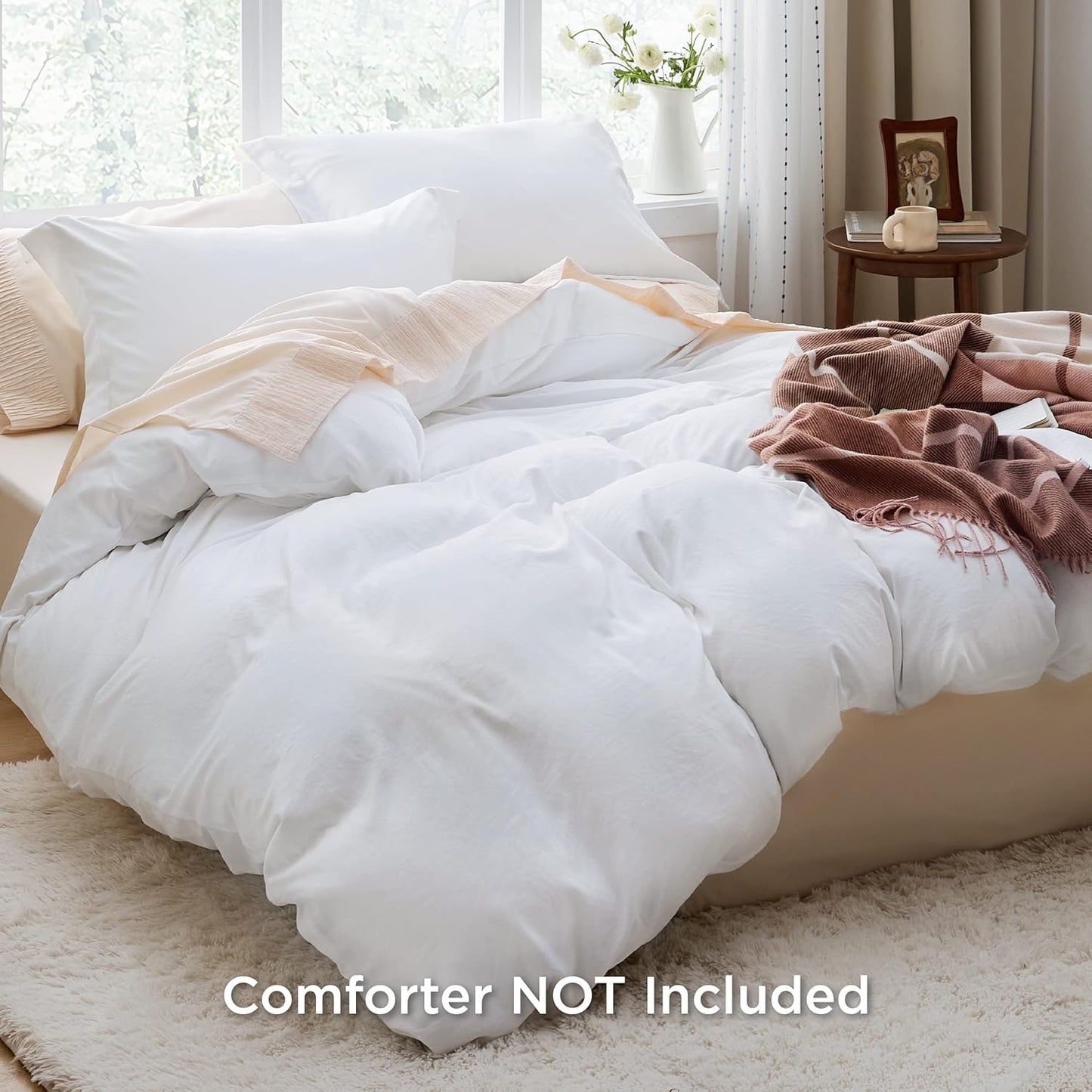 White Duvet Cover Queen Size - 3 count Prewashed Extra Soft Bedding Set