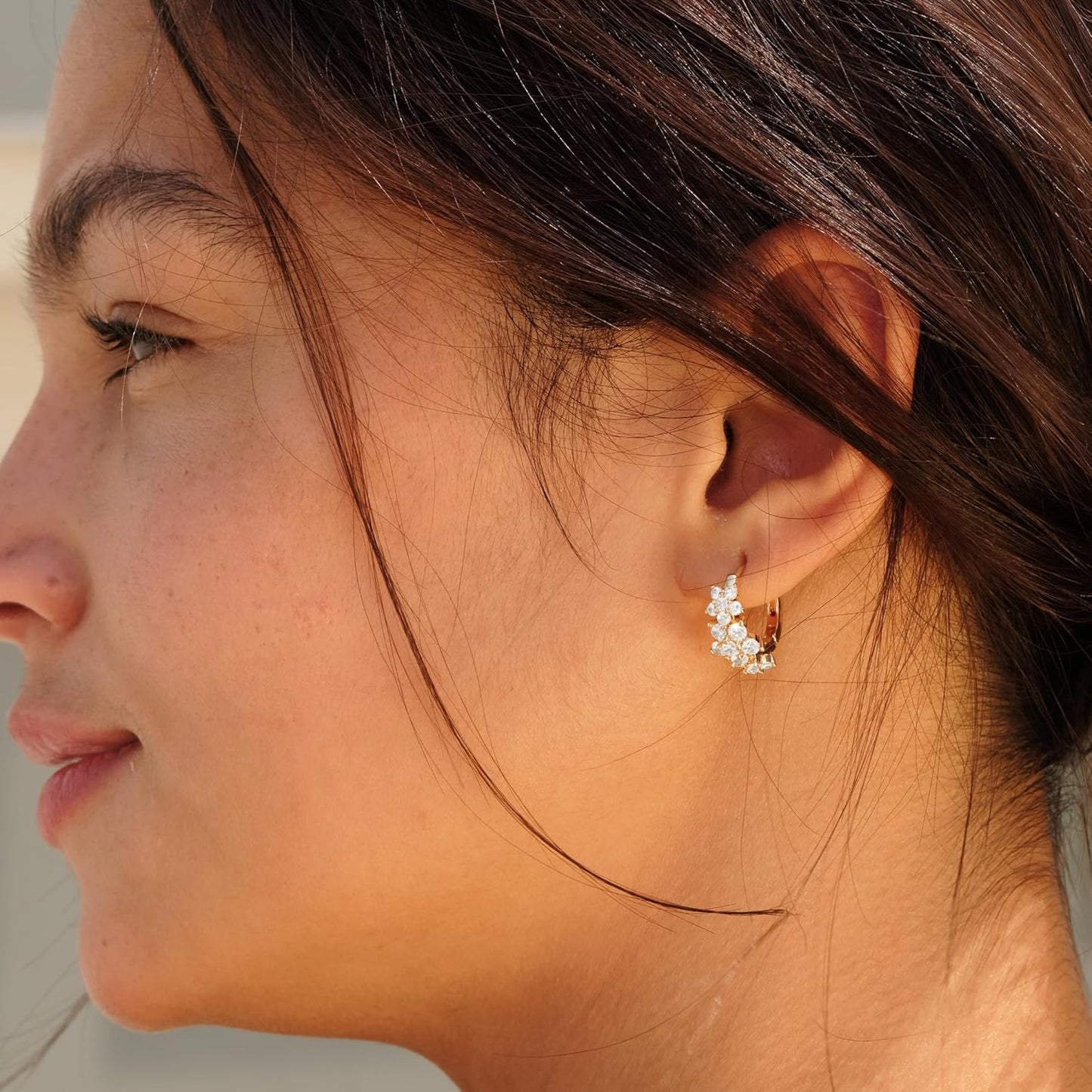 Cubic Zirconia Huggie Earrings 14k Gold Plated Tiny Earrings Small Huggie Hoop Earrings Simple Lightweight Hoops Gift for Women