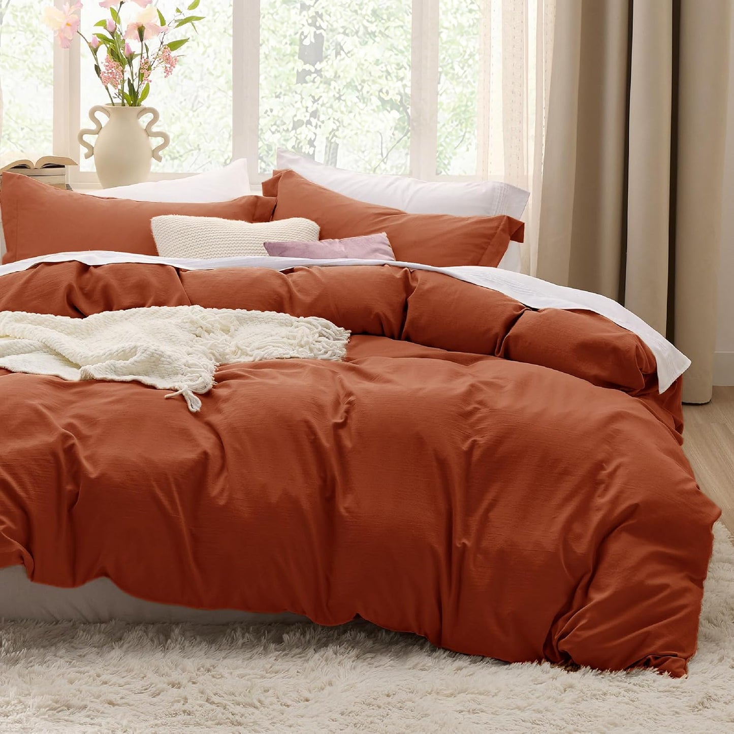 White Duvet Cover Queen Size - 3 count Prewashed Extra Soft Bedding Set