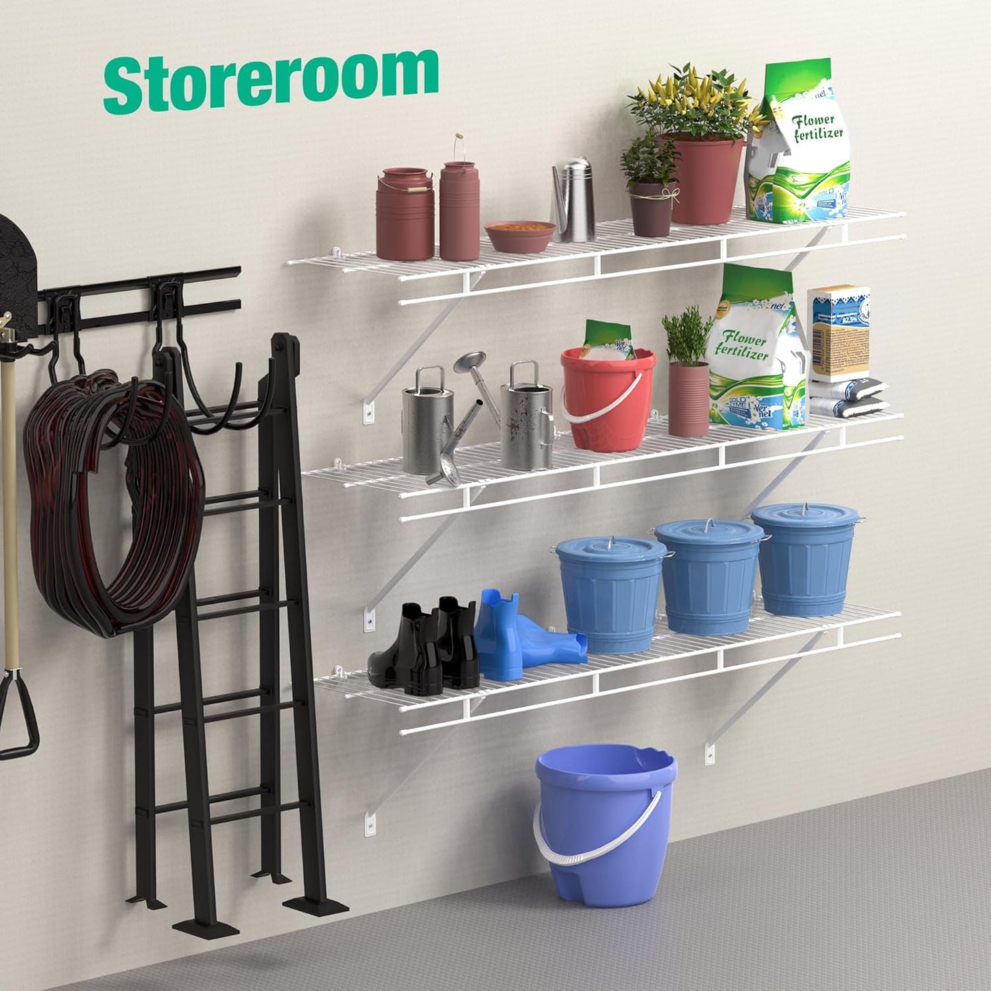 Closet Shelves Wall Mounted 4-Pack, 4 ft x 12in White Wire Shelving