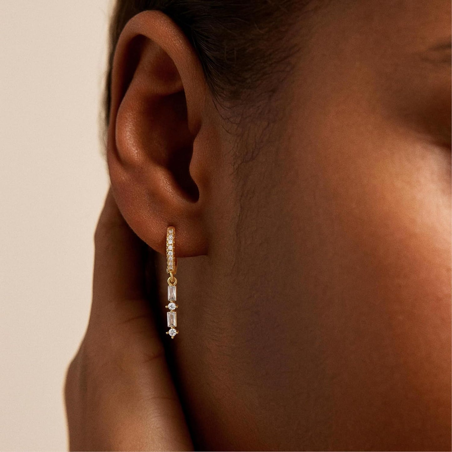 Dangle Earrings for Women 14K Gold Plated Dangly Dangling Earrings Dainty Trendy Drop Hypoallergenic Square