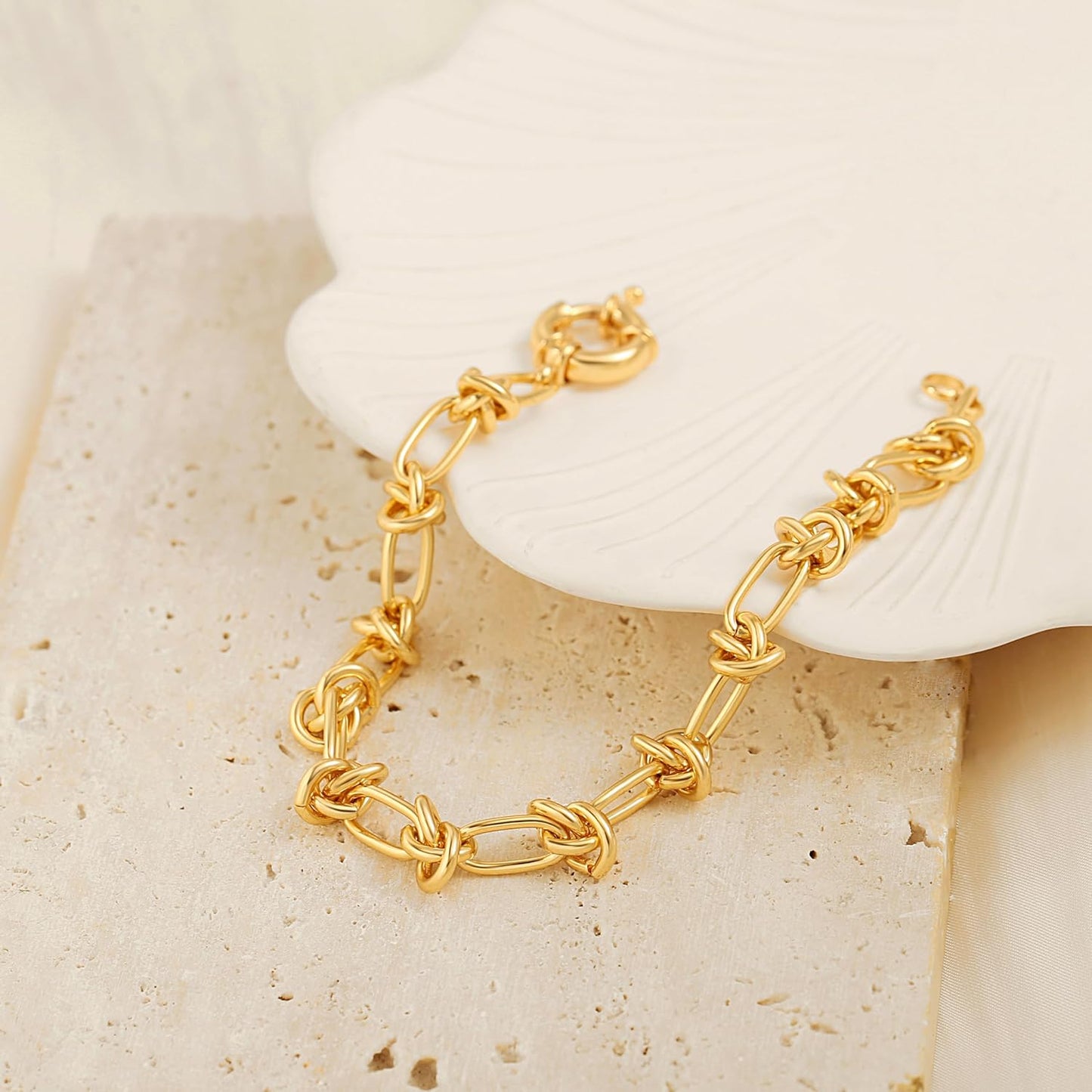 18k Gold Plated Personalized Chunky Cuban Oval Link Chain Bracelets for Men Toggle Rope Bracelet Jewelry for Women