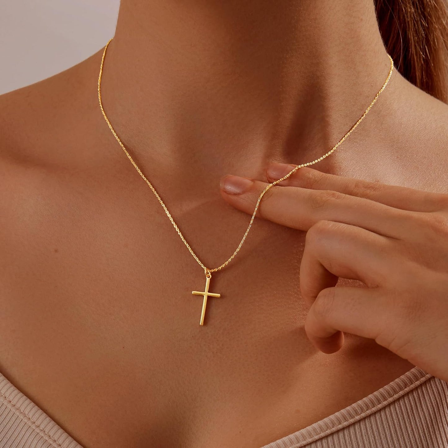 Adjustable Cross Choker | 14K Gold Plated Dainty Layered Necklace - Minimalist Gold Jewelry Gift for Her