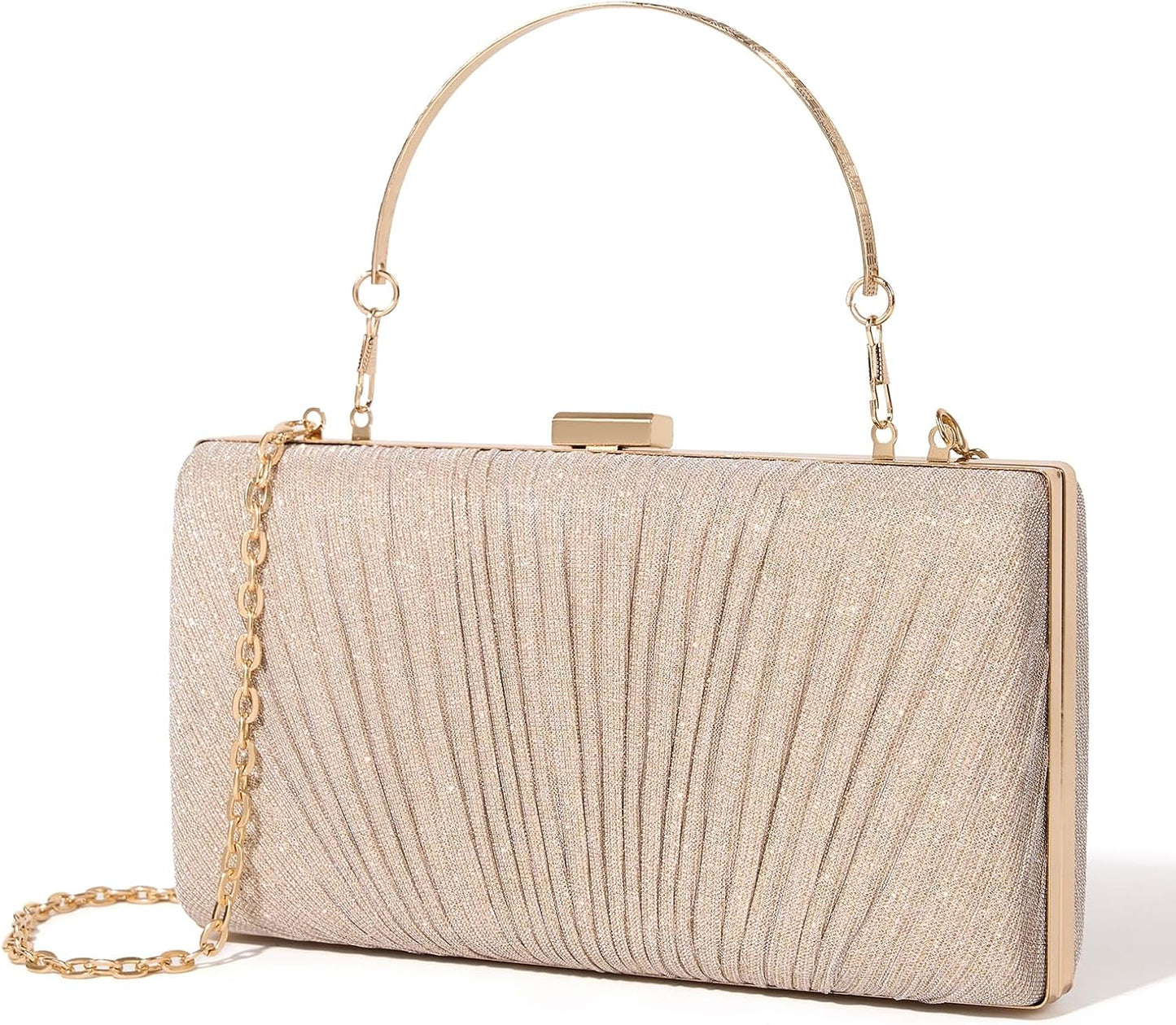 Clutch Purses for Women Pleated Evening Handbag with Chain Prom, Cocktail, and Wedding