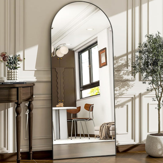 57" x 20" Arched Full Length Mirror - Wall Mounted/Floor Mirror Aluminum Alloy Frame Full