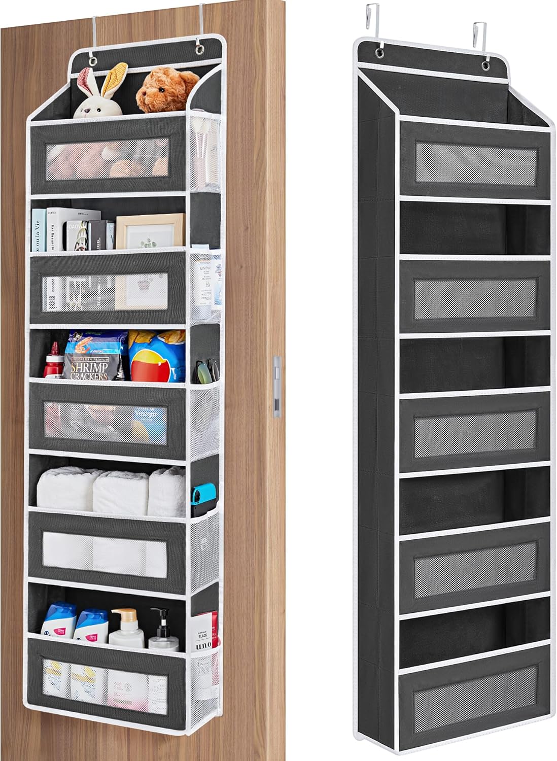Over The Door Organizer Storage, 5 Shelf Hanging Door Organizer with 5 Large Capacity Pockets