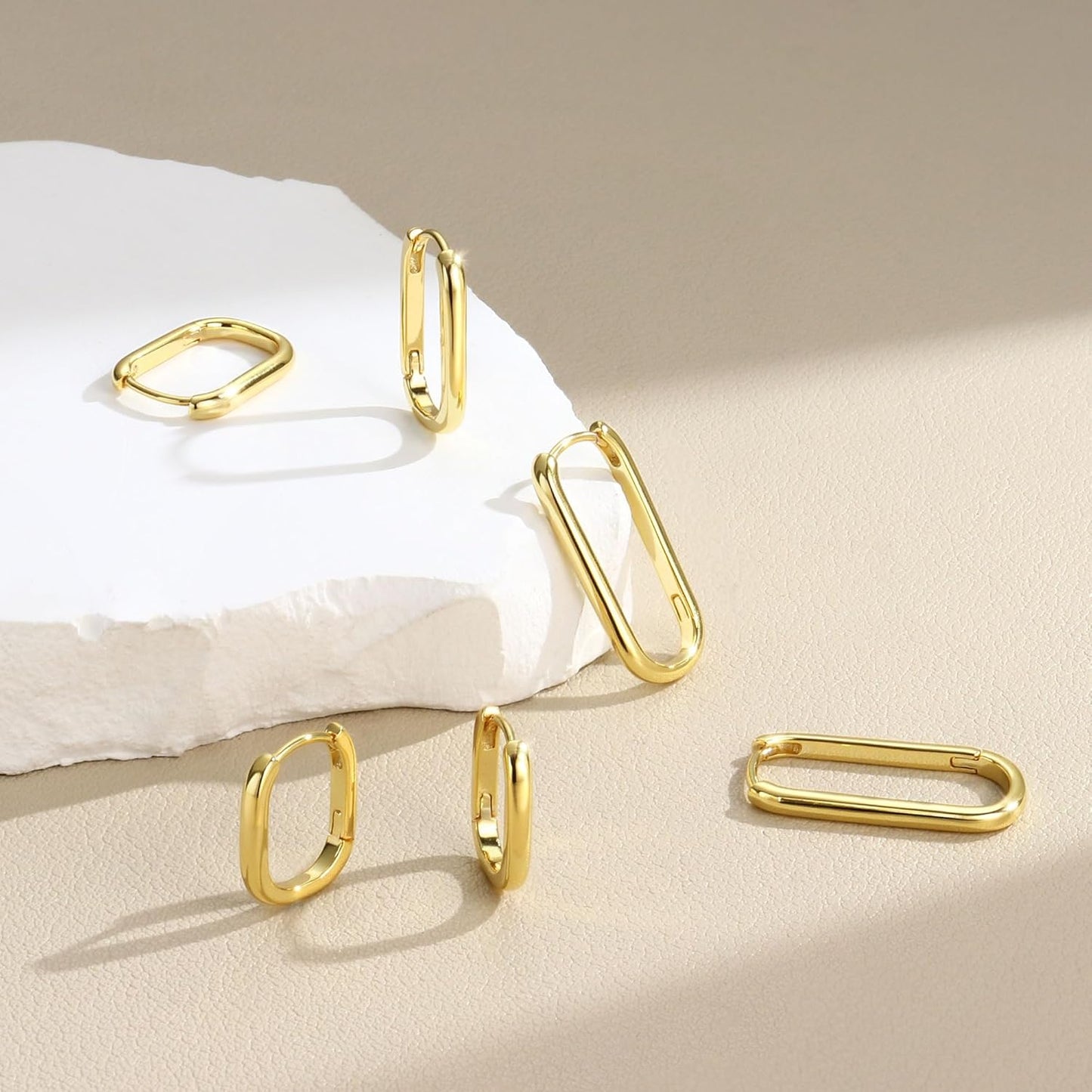 3Pairs 925 Sterling Silver, 14K Gold Plated Small Huggie Hoop Earrings Sets for Multiple Piercing CZ Cartilage Earrings Stacks
